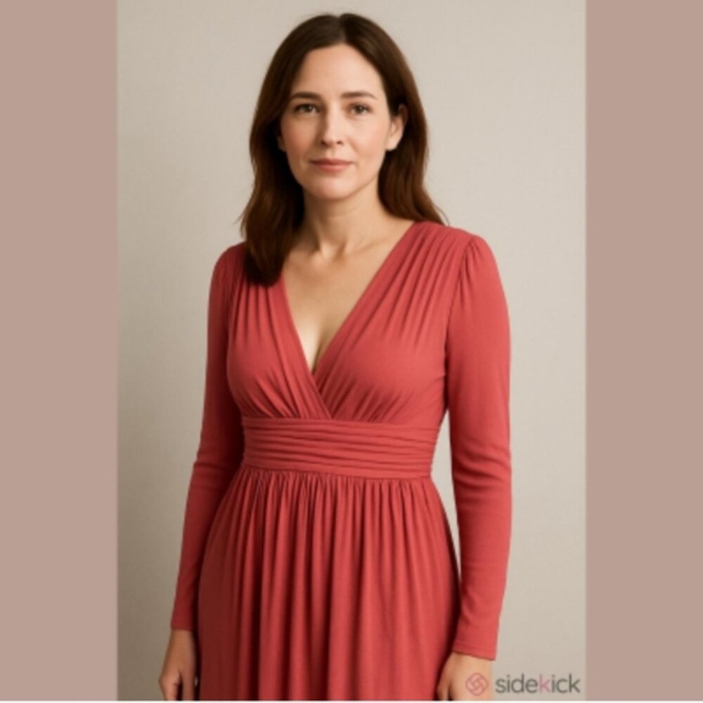 ROBERT RODRIGUEZ | V-neck dress midi Maroon PINK RED  sz 4